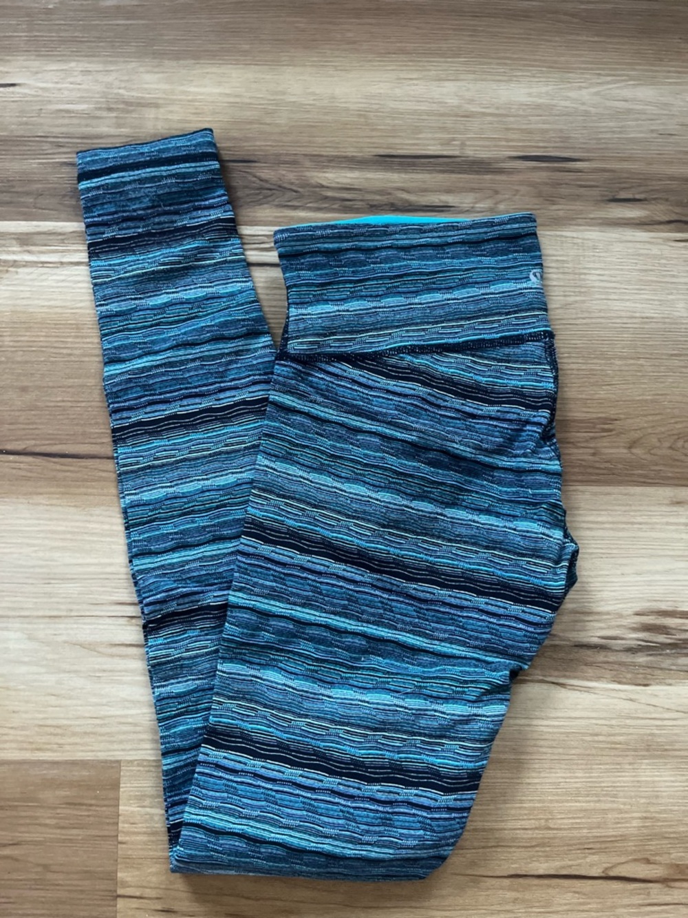 lululemon athletica Teal & Navy Striped High-Waist Leggings